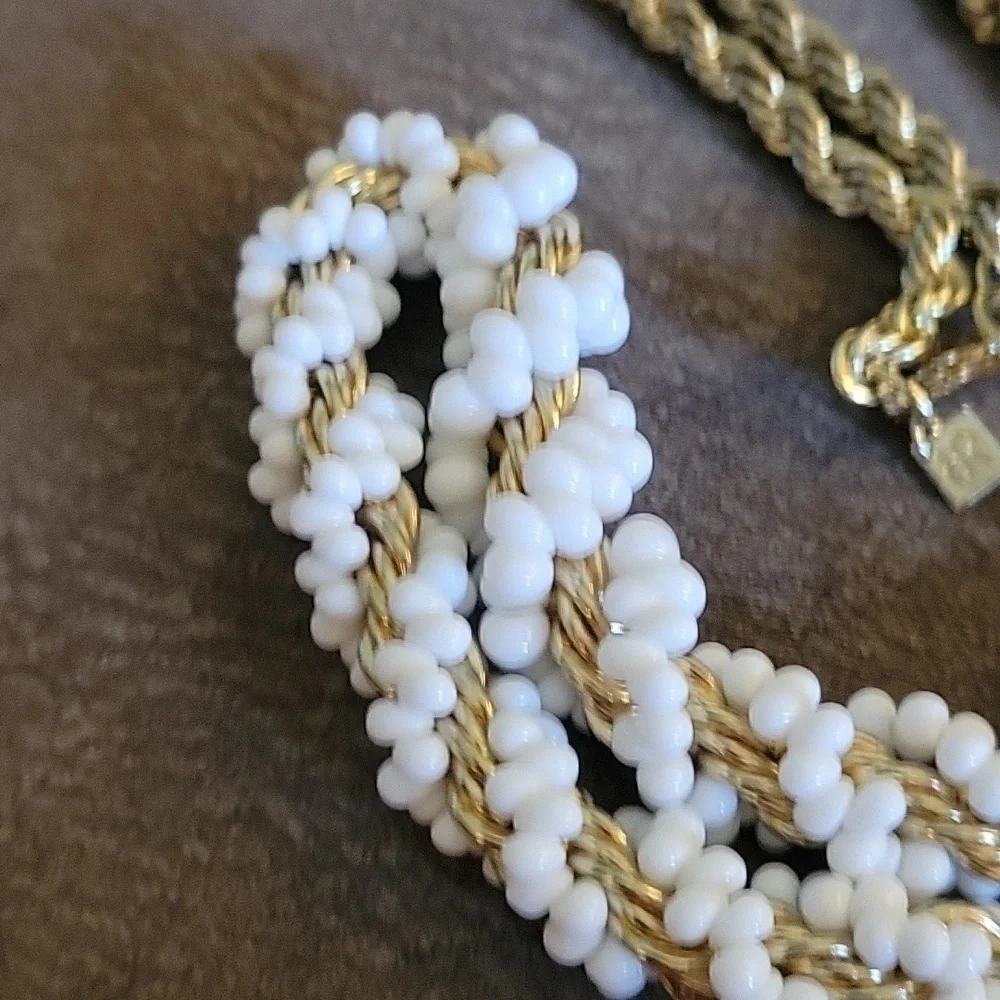 Vtg BANANA REPUBLIC Spiral Twisted Bayadere Beaded Chunky Chain Necklace